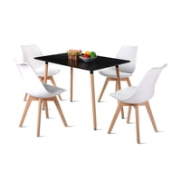 Klik Muebles - Comedor Mesa Rectangular Negra 120X80 + 4 Sillas Tulip Blancas