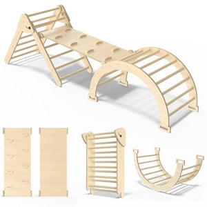 Set Pikler Triangle Cmfydaily Montessori 7 En 1 Con Rampa Y Arco