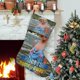 thumbnail image 1 of Un Lugar en el Sol Tema: Calcetines de Navidad, fino lino blanco para colgar en escaleras y chimenea, decoración navideña para el hogar, regalo de Navidad. 45cm × 32cm, 1 of 5