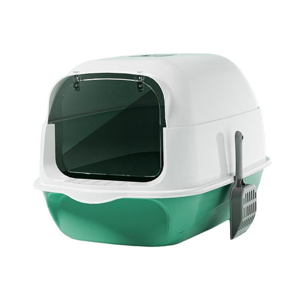 Caja de arena para gatos con capucha y tapa, inodoro grande para gatos, arenero, suministros para mascotas, bandeja de arena para gatos, caja de arena , VERDE
