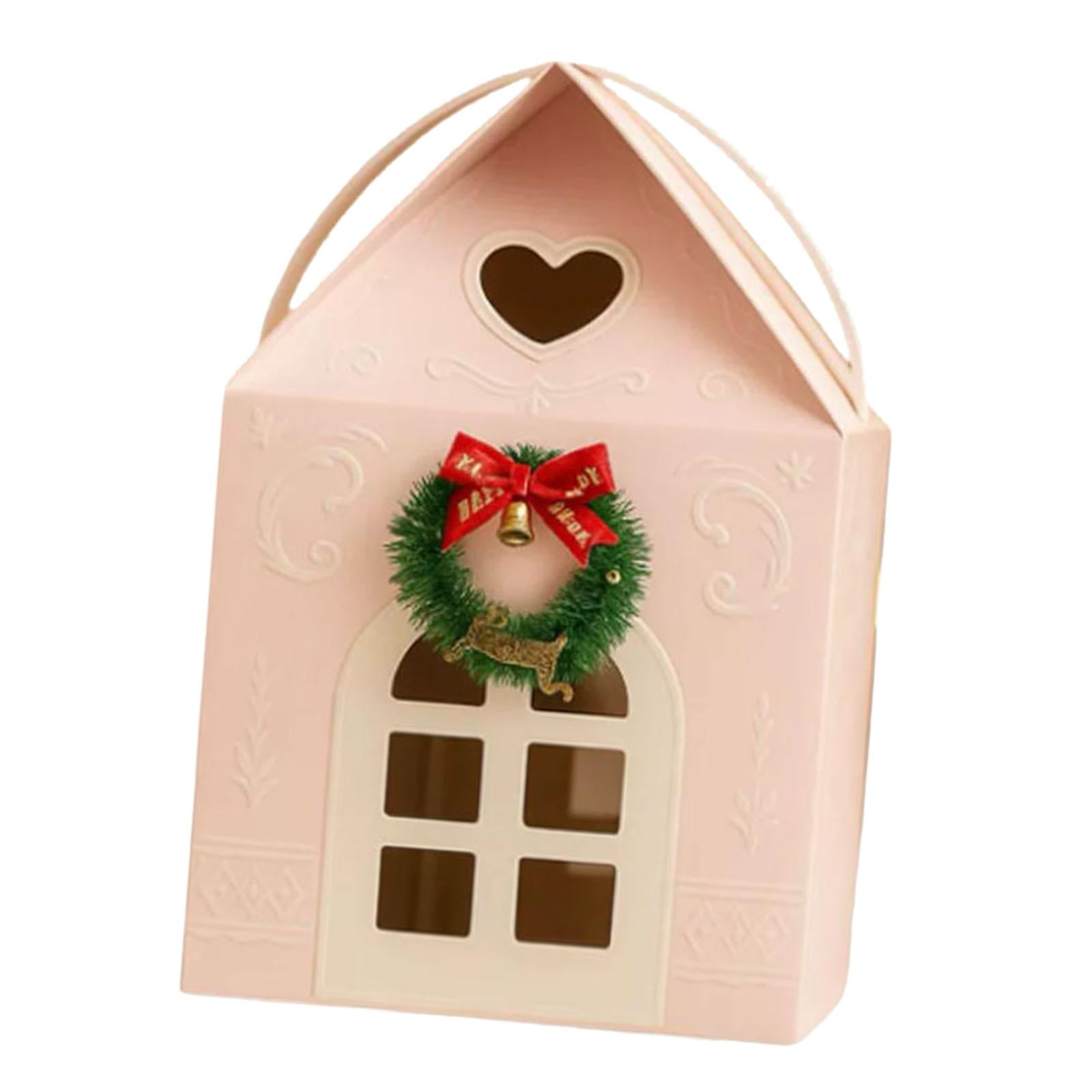Bothyi - Caja De Regalo Navideña Estilo Casita, Ideal Para Envolver Regalos De Año Nuevo Y Otras Festividades (rosa).