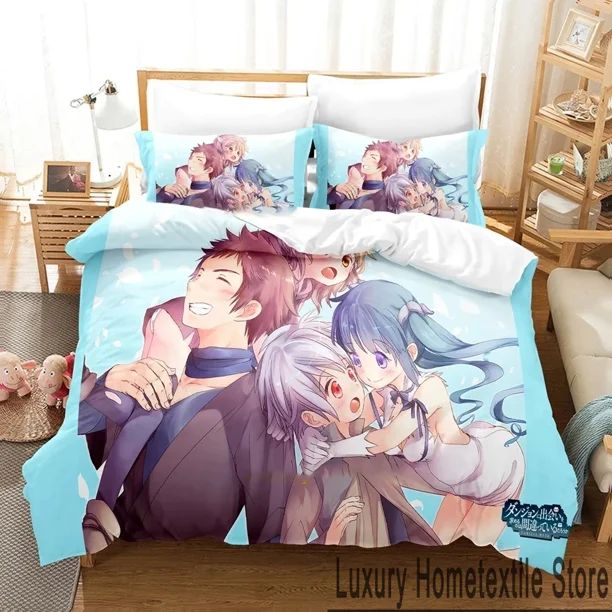DanMachi Hestia Bedding Set Duvet Cover Bed Set Quilt Cover Pillowcase Comforter Boys Adult Bed Sheets
