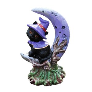 Bothyi - Colección De Estatuas De Gato Y Luna Decoración De Halloween Para Fiestas Navideñas Left