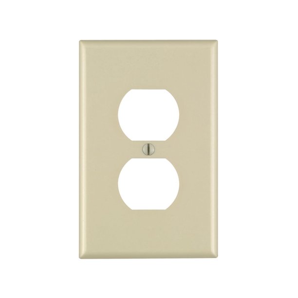 Wallplate Leviton 80503-I, receptáculo para dispositivos dúplex de 1 elemento, color marfil