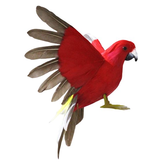 Aves Artificiales Emplumadas Loro Estatuilla Pájaro Escultura Para Pathway Patio Rojo