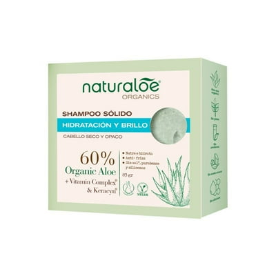 Shampoo Sólido Hidratación Y Brillo 83 G Naturaloe