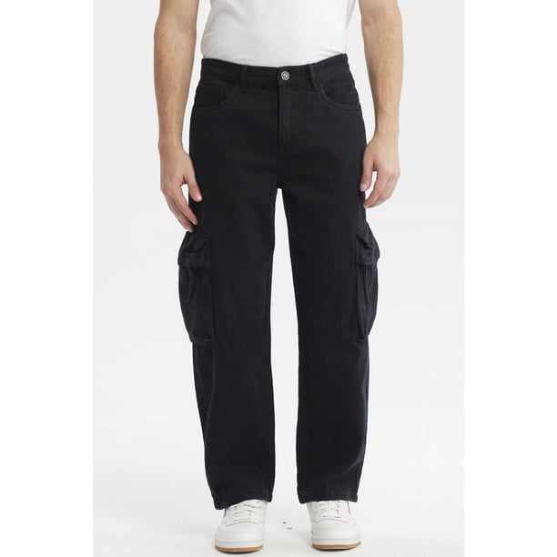 Jeans Hombre Baggy Multicargo Negro