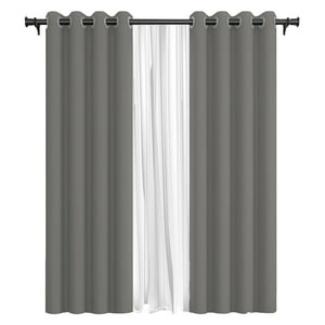 Cortina De Tela Blackout Gris + Velo Vincenzi 140X220
