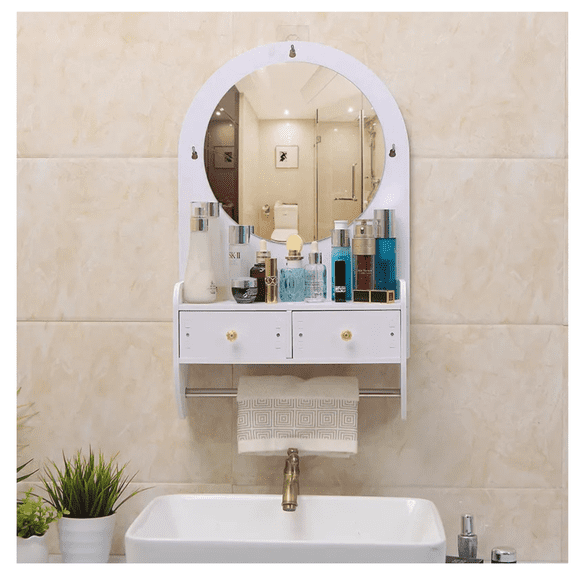 Repisa Organizadora De Baño Con Espejo Y Cajones