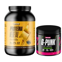 Gohard - Proteina Vegetal 33 Serv. 1Kg Banana & Pre Entrenamiento G-Punk 30 Serv
