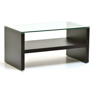 Moad - Mesa De Centro Moderna Madera Walnut Wood Vidrio