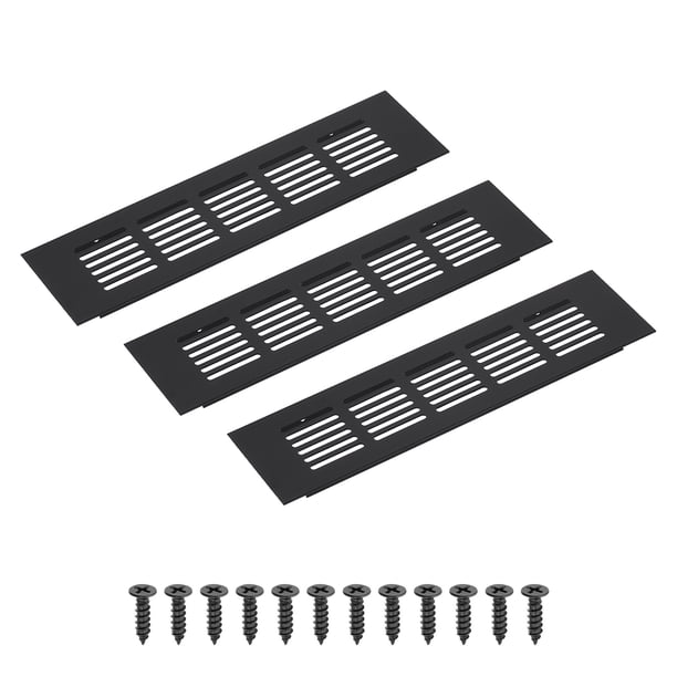 Uxcell 9 x 2.4" Rejilla de Ventilación Rectangular 3 Piezas Cubierta de Ventilación de Aire de Aluminio Negra