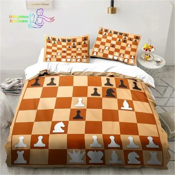 Funny Chess Board Bedding Set Single Twin Full Queen King Size Bed Set Adult Boy Bedroom 3D Printed Bedding Gift