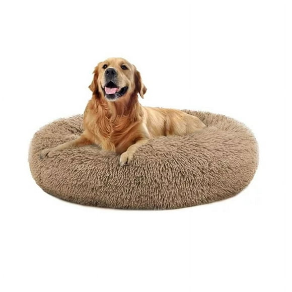 Cama Antiestres de Felpa para mascotas 110 cm - Café Claro