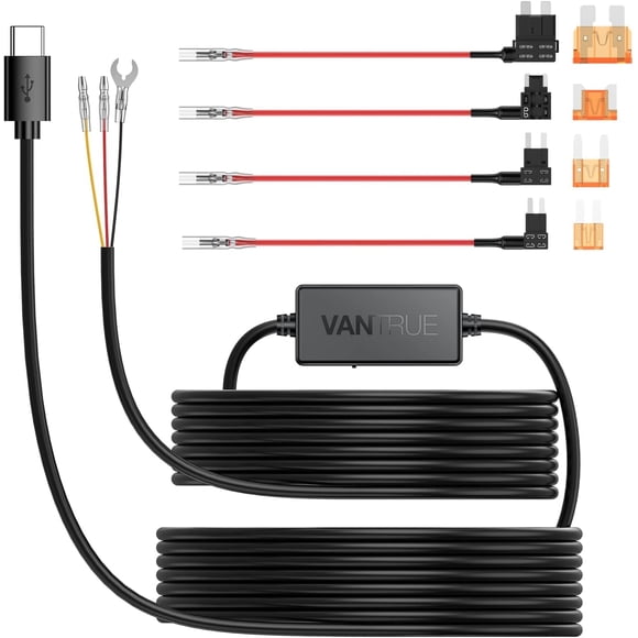 Kit de cableado para cámara de salpicadero Vantrue tipo C USB de 12 V/24 V a 5 V