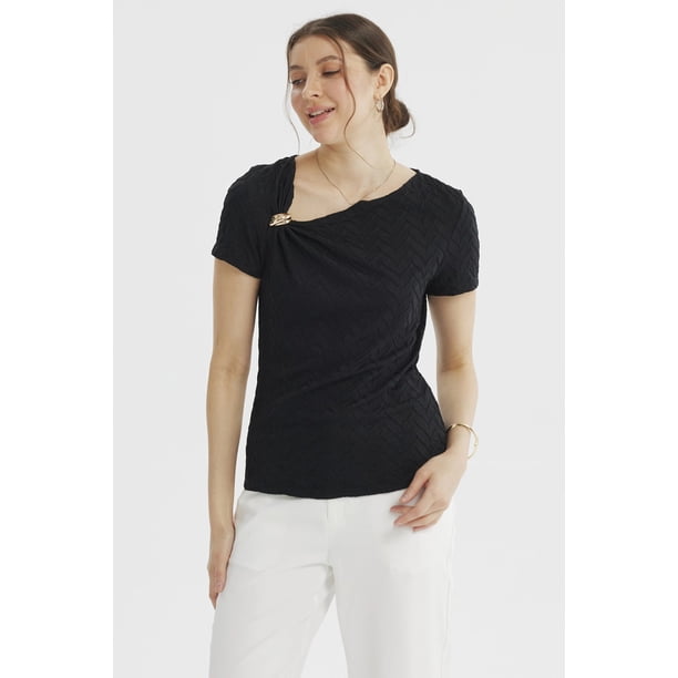 Polera Mujer Cuello Asimétrico Negro - ll