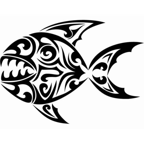 Rienda Libre Graphics - Decomural Piranha Fish Tribal Ws-15595