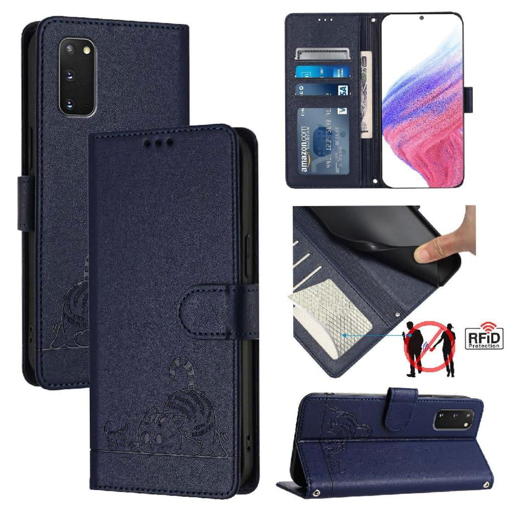 Funda Tipo Cartera Foxdock Para Samsung Galaxy S20 Fe 5g/4g Con Soporte, Ranuras, Rfid, Diseño De Gato