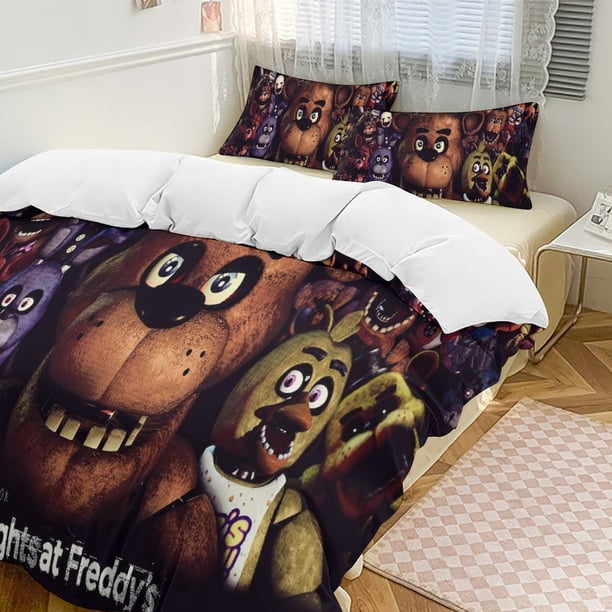 Five Nightat Freddy Quilt Set Thicken Soft 3 Pieces Bedding Set All Season Duvet Cove with 2 Pillowcases for Adult Women Girls Teens Home Room Decor