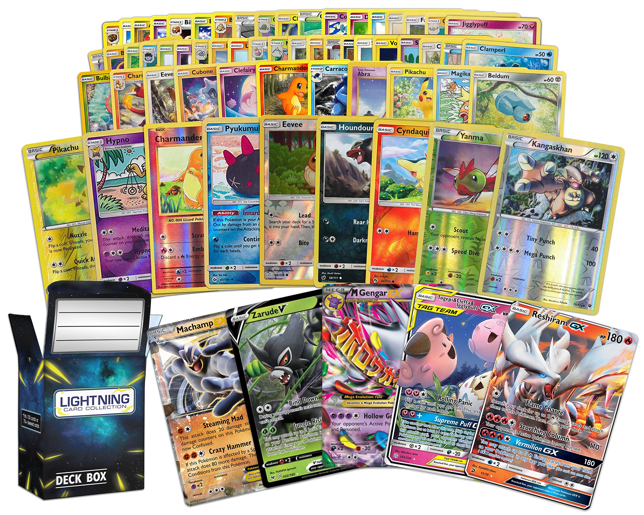 Pokemon - Lote De 100 Cartas Pokémon Con Cartas Legendarias Ultra Raras + Caja