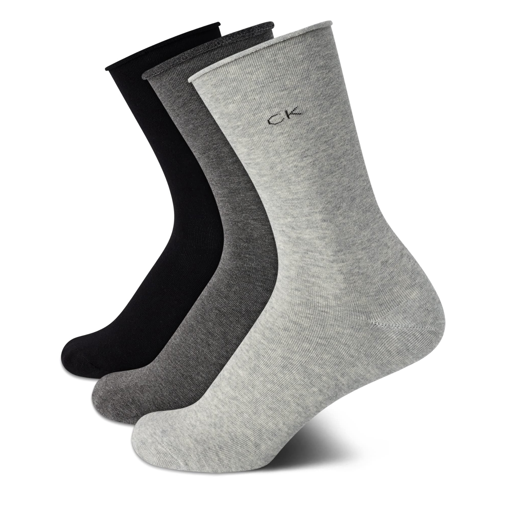 Calcetines Redondos Calvin Klein Para Mujer, Mezcla De Algodón Suave, Paquete De 3