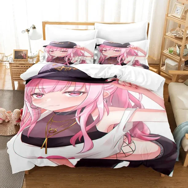 Mori Calliope Bedding Set Bed Set Adult Kid Bedroom Duvet cover Sets Kawaii Girl Bed Sheets