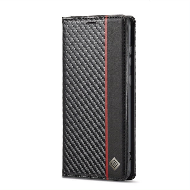Premium Carbon Fiber Faux Leather Flip Wallet Phone Case - Shockproof Protection for Samsung Galaxy S20/S21/S22/S23 Ultra, S20 FE, Note 20 Ultra, A52/A53/A54/A13/A04S/A14/A