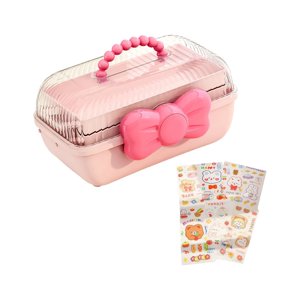 Magideal - Caja Organizadora De Almacenamiento De Accesorios Para El Cabello Multiusos De 3 Capas Con Asa, Estuche De Almacenamiento Plegable Portátil Bonito Par , Rosado