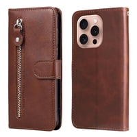 Gangxun - Funda Con Cremallera Para Iphone 16 Pro Max, Carcasa Cartera De Cuero Pu Con Soporte Y Tarjetero