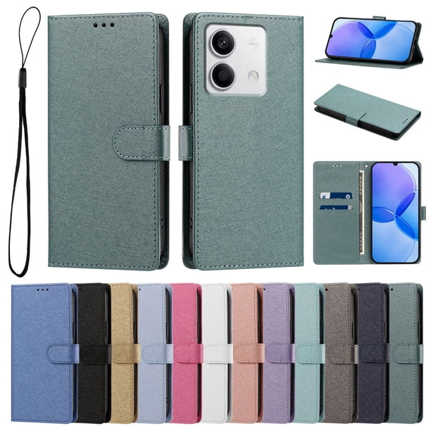 Cartera Funda para Xiaomi Redmi Note 13 5G Carga Inalámbrica, Verde Oscuro