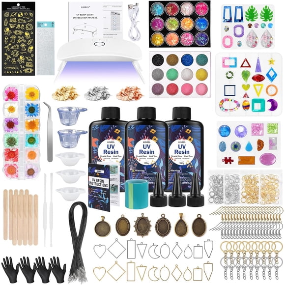 Kit Resina UV KISREL 300 g Transparente con Lámpara y Moldes