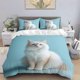 thumbnail image 1 of 3pcs White Cat Digital Print Bedding Set High-Density Polyester, 1 of 1
