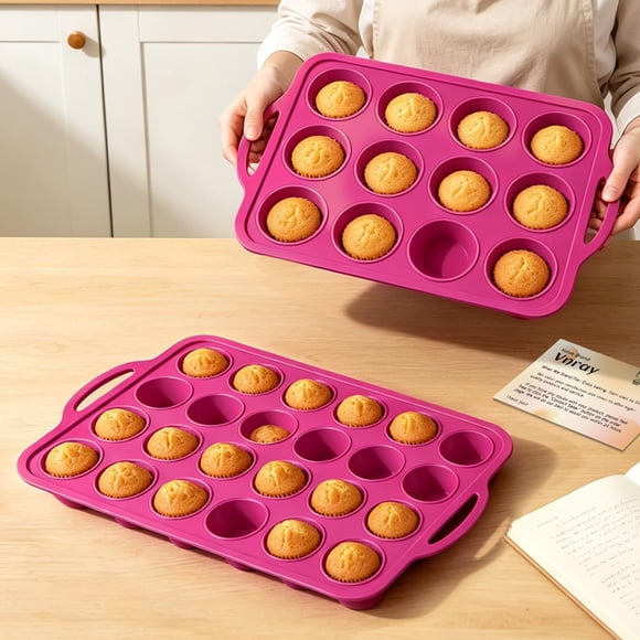 Molde de Silicona para Muffins Vnray Juego Antiadherente de 12 y 24 Cavidades