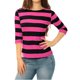 thumbnail image 2 of INSPIRE CHIC Camisetas de Mujer a Rayas Ajustadas con Mangas al Codo Cuello de Barco Fucsia Negro S, 2 of 7