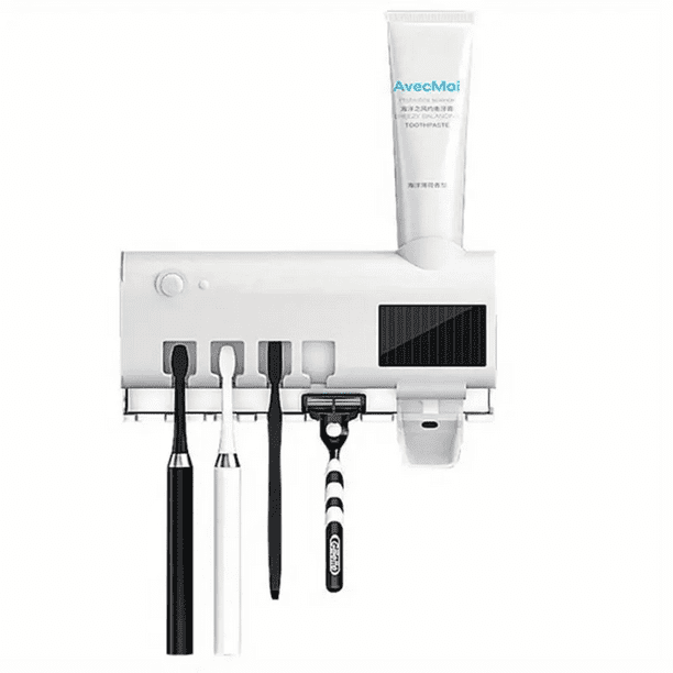 Wall Mounted UV Toothbrush Sanitizer and Dispenser - Keep Your Family's Toothbrushes Clean and Tidy with One Smart Device