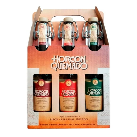 Pisco Horcon Quemado Mix 3 Variedades 375 ml 35°+ 40° + 46°