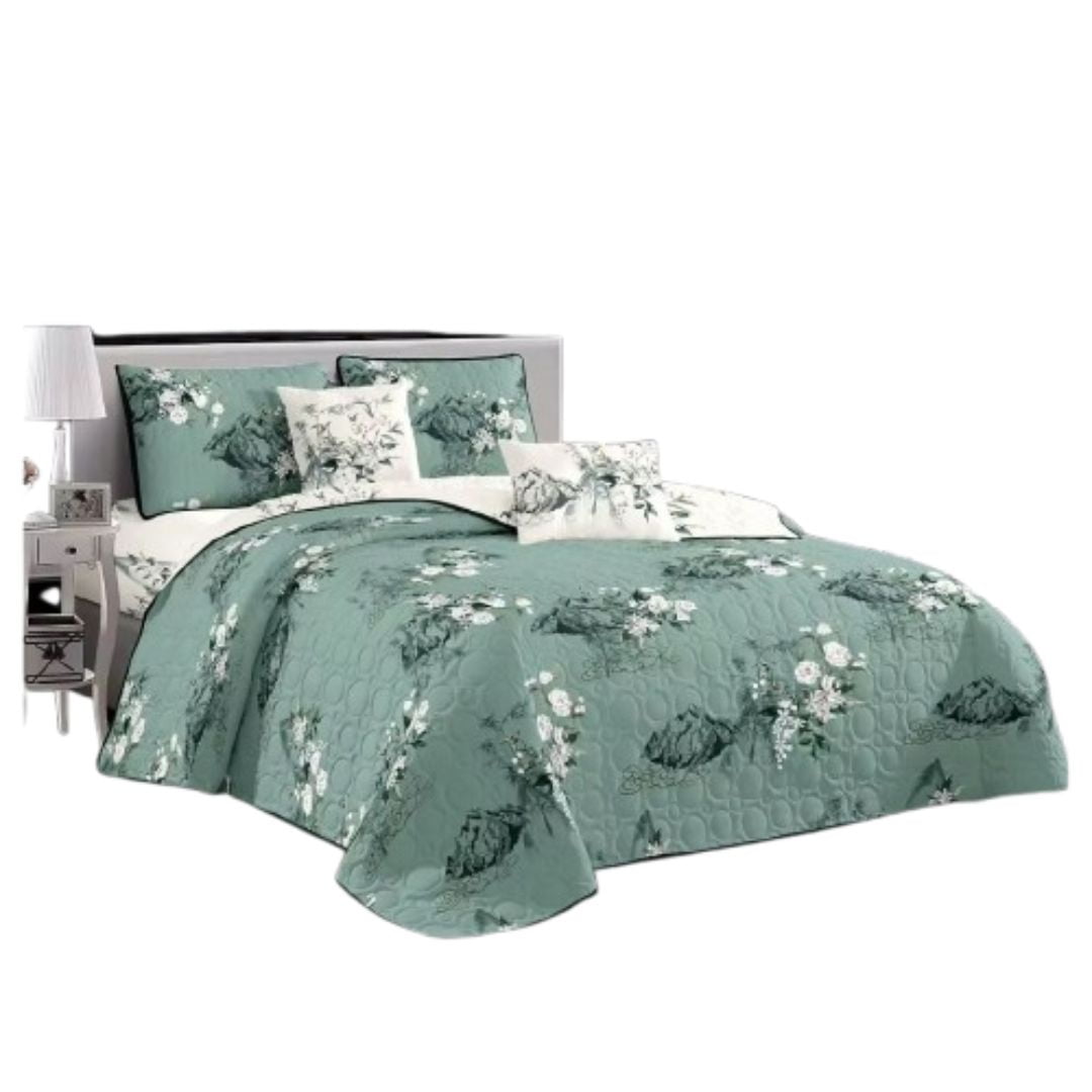 Genérico - Cubrecama Quilt Verano King - Verde Cláveles Kfl226