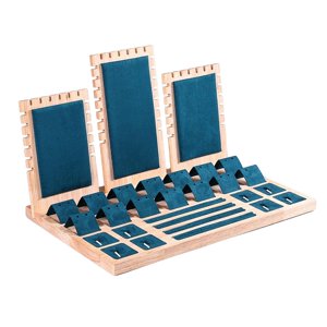 Magideal - Soporte De Exhibición De Joyería, Gran Capacidad, Organizador, Soporte De Exhibición, Almacenamiento, Soporte De Exhibición De Joyería De Bambú Para P Terciopelo Verde Oscuro