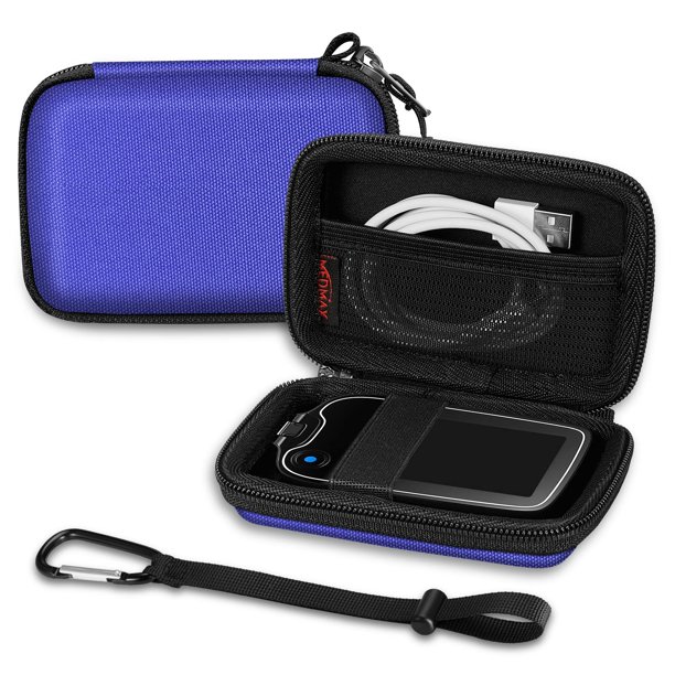 Estuche rígido protector MEDMAX para Freestyle Libre 3/2 y lector Libre, estuche de transporte ligero, resistente a golpes, para diabéticos, con clip y asa (azul)