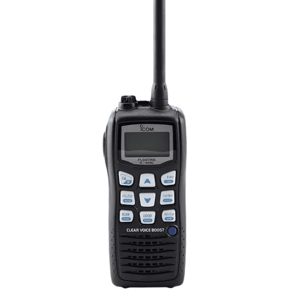 ICOM IC-M36 Rádio VHF Marítimo Portátil 5W IPX7 Flutuante, Ideal para Navegação e Pesca Embarcada