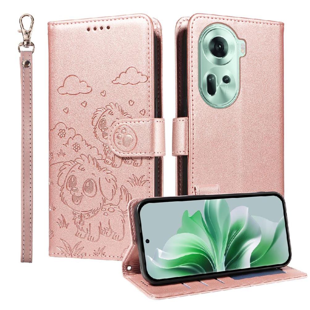 Funda Billetera Foxdock Compatible Con Oppo Reno 11 5G, Diseño Perrito Tierno, Ranuras Para Tarjetas Y Soporte Plegable