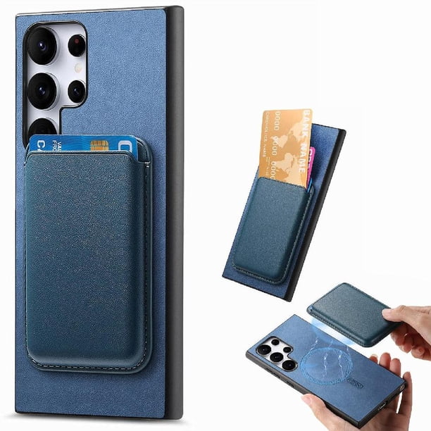 Funda de Cuero Magnética con Tarjetero para Samsung Galaxy S24 Ultra Cubierta Delgada Azul