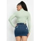 thumbnail image 5 of Saronite Blusa Básica de Manga Larga con Cuello Alto de Rayón, Verde Menta (para Mujer), 5 of 5