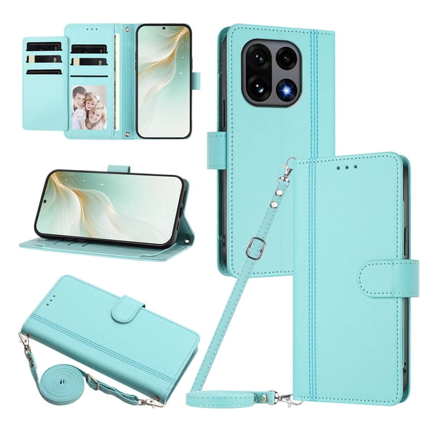 Funda Billetera de Cuero Sintético para OnePlus 15, Verde Claro