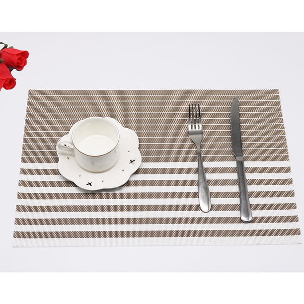 XmhyTop Juego de 6 Manteletes Individuales para Mesa, Hechos de PVC Resistente, Antideslizantes y Termorresistentes, Ideal para Hogares, Restaurantes y Cocinas, Estilo J, 45*30cm, Café
