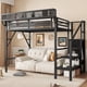thumbnail image 1 of Twin Size Loft Bed with Stairs, Metal Full Loft Bed with Storage Shelves, High Loft Bed with Wardrobe for Kids Teens, Black(Expect Arrival Date 2025/9/22), 1 of 3