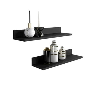 Importclick - Set 4 Repisas Flotantes Rectas Soporte Negro 2 De 40 Cm Y 2 De 60 Cm
