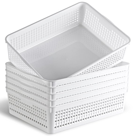 Cesta organizadora Eslite A4 34 cm × 25 cm × 9,5 cm – Pack de 6, color blanco