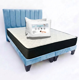 thumbnail image 1 of Cama Dos Plazas con Colchon + Pack de Almohadas Tapizado en Felpa Azul Claro, 1 of 7