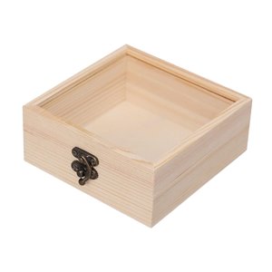 Magideal - Caja De Almacenamiento De Madera, Artesanía Para Regalo, Contenedor De Almacenamiento, Estuche De Exposición De Joyería, Cajas De Madera Cuadradas Con 12Cmx12Cmx5Cm